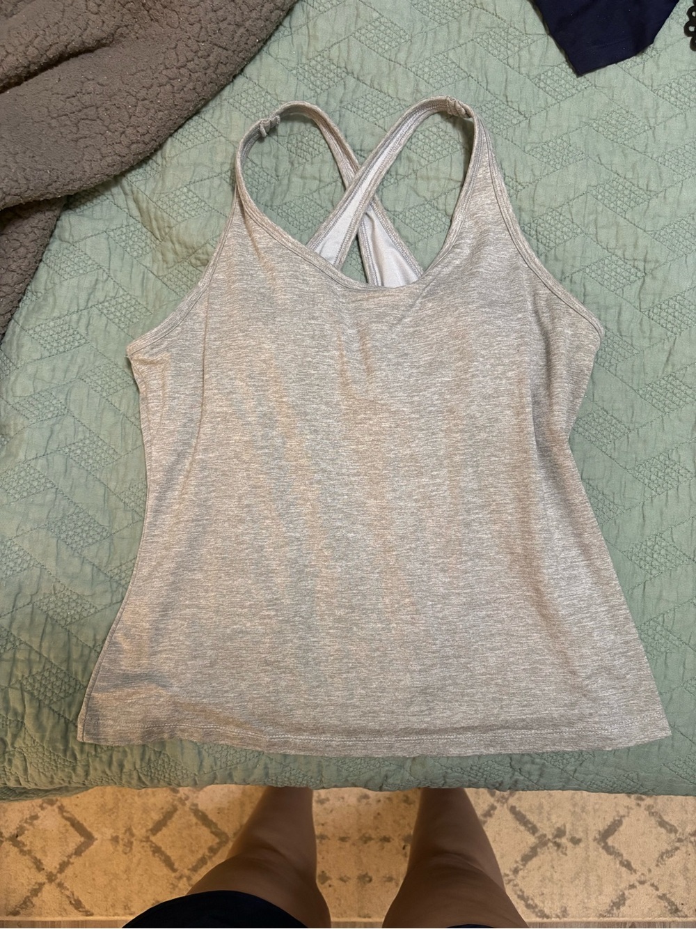 NWOT GAPFIT Light Gray Cross-Back Tank Top